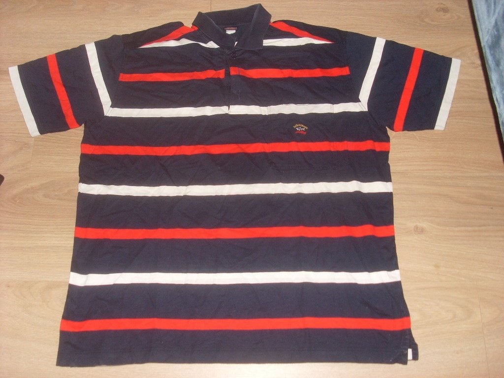 paul & shark polo XL gestreept blauw rood wit, Verzenden, Zo goed als nieuw, Maat 56/58 (XL), Blauw
