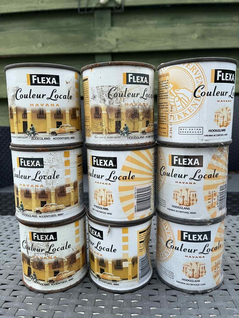 8 x Flexa colour Locale hooglans HAVANA accentgeel 6050, Wit, Nieuw, Ophalen of Verzenden, Verf