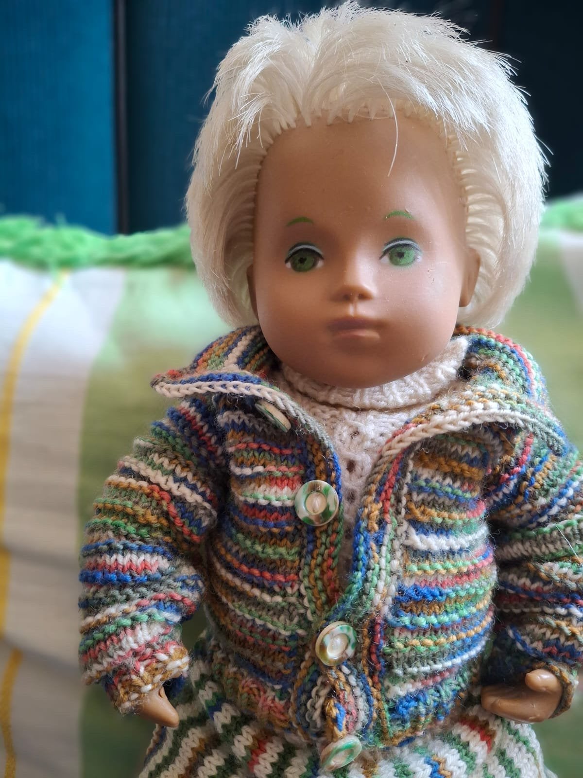 Sasha babypop met handgebreide kleding, Verzamelen, Ophalen, Zo goed als nieuw, Pop