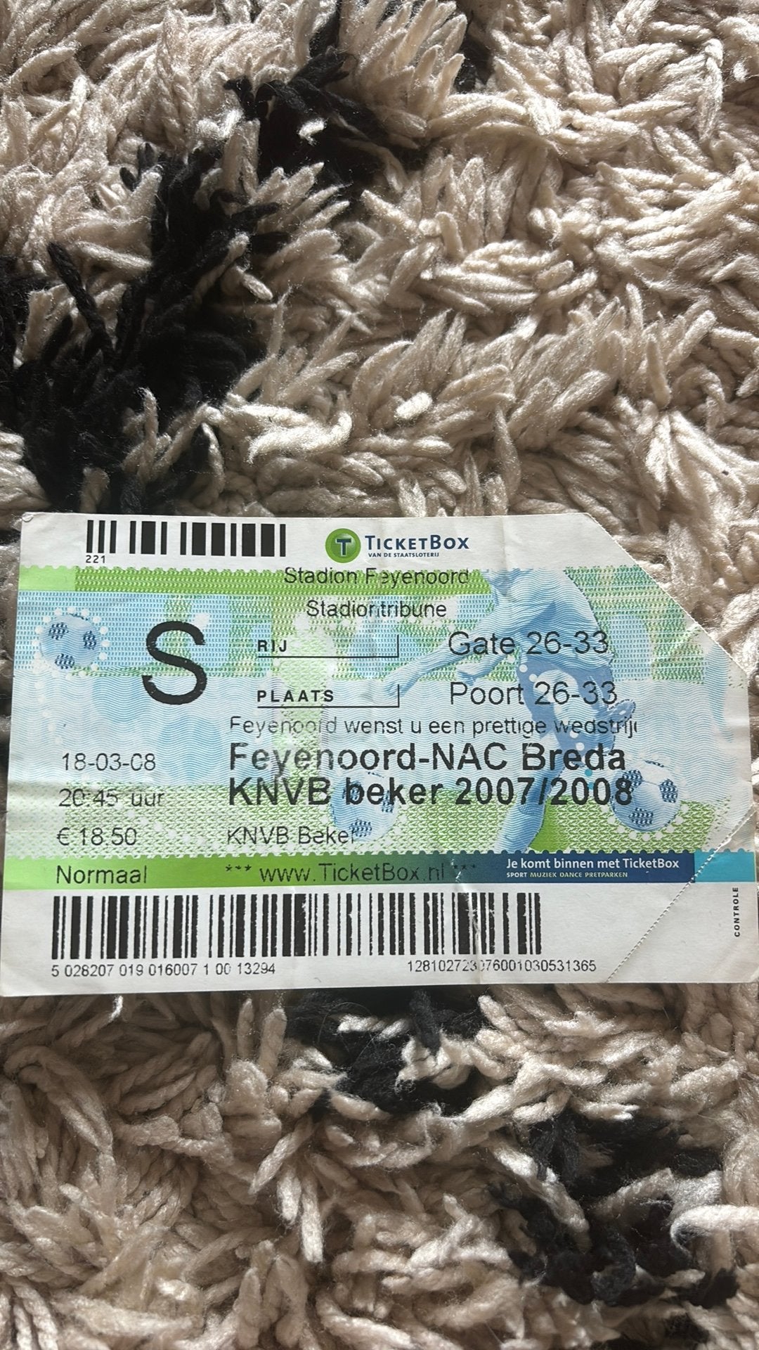 Oud stadionticket feyenoord nac 2008 KNVB beker, Verzamelen, Ophalen of Verzenden, Zo goed als nieuw, Feyenoord, Overige typen