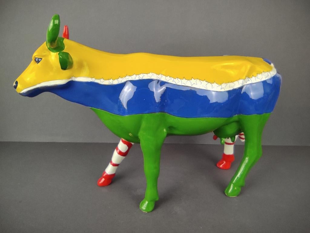 CowParade Koe "Dupla Nacionalidade" LARGE (Zeldzaam), Antiek en Kunst, Kunst | Designobjecten, Ophalen of Verzenden