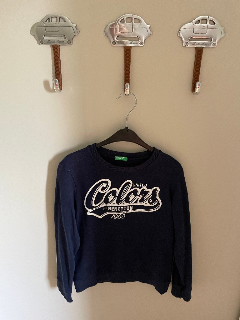Trui donker blauw maat 122 Benetton, Kinderen en Baby's, Kinderkleding | Maat 122, Ophalen, Trui of Vest, Zo goed als nieuw, Jongen