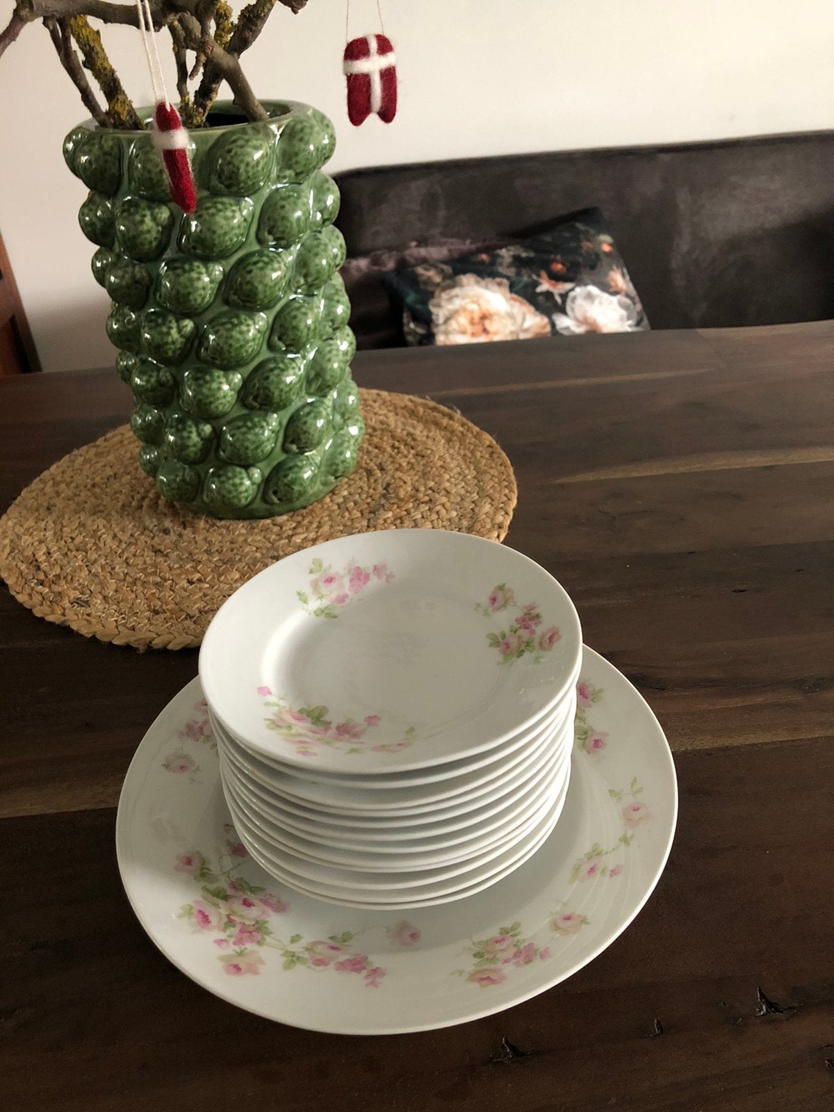 💝 Antiek BROCANTE KARLSBAD ROZEN gebakstel 13-delig, Ophalen of Verzenden