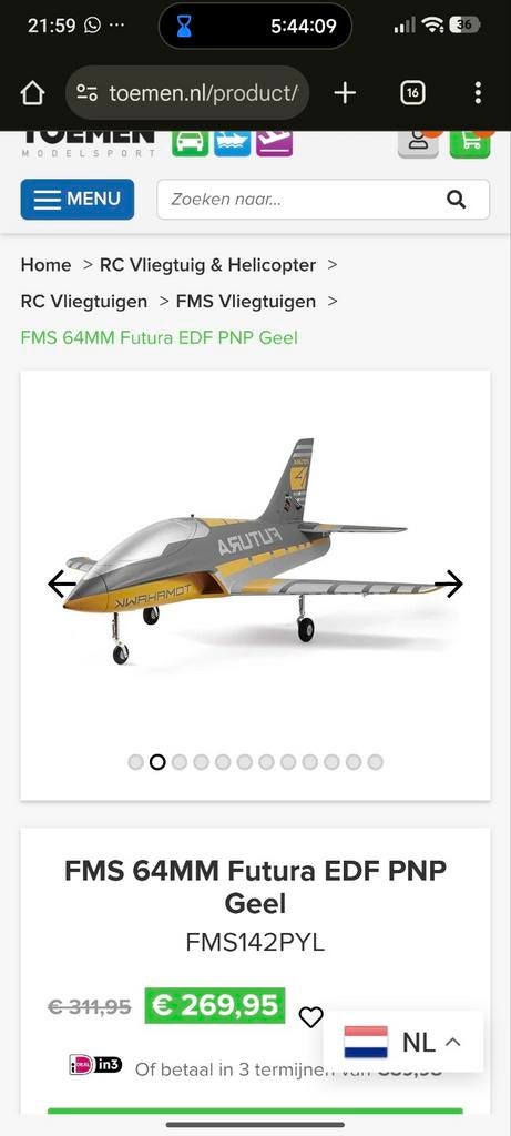 FMS Futura 64mm EDF Jet 4S - Nieuw in doos, Ophalen of Verzenden
