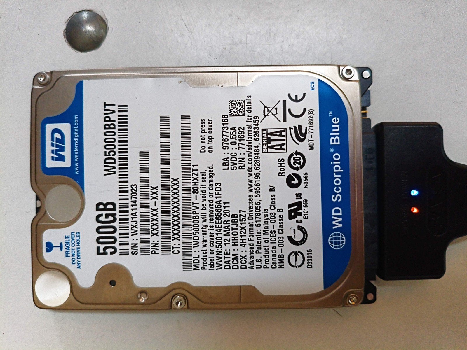 WD Scorpio Blue 500GB 2.5" HDD - SATA - Goede staat, Intern, Ophalen of Verzenden, Laptop, 500GB
