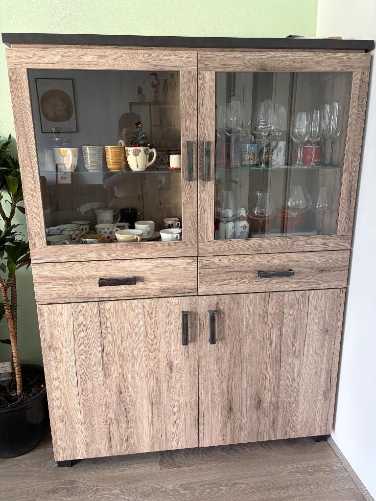 Profijt vitrinekast, Huis en Inrichting, Kasten | Vitrinekasten, Ophalen, Met deur(en), Glas, 50 tot 100 cm