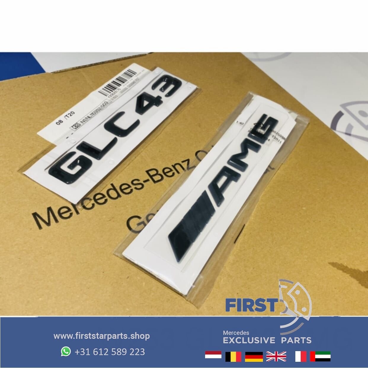 W253 GLC43 AMG LOGO SET ZWART EMBLEMEN SET Mercedes GLC KLAS, Gebruikt, -, Ophalen of Verzenden, -