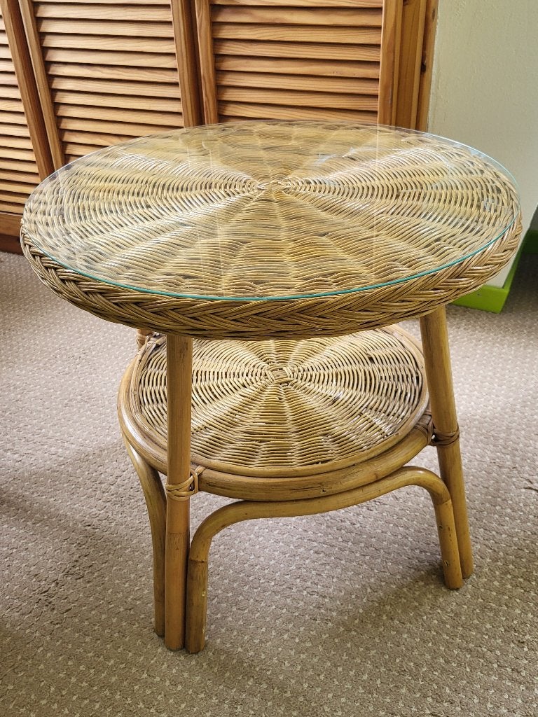 Rotan tafeltje met glasplaat, Ophalen, Huis en Inrichting
