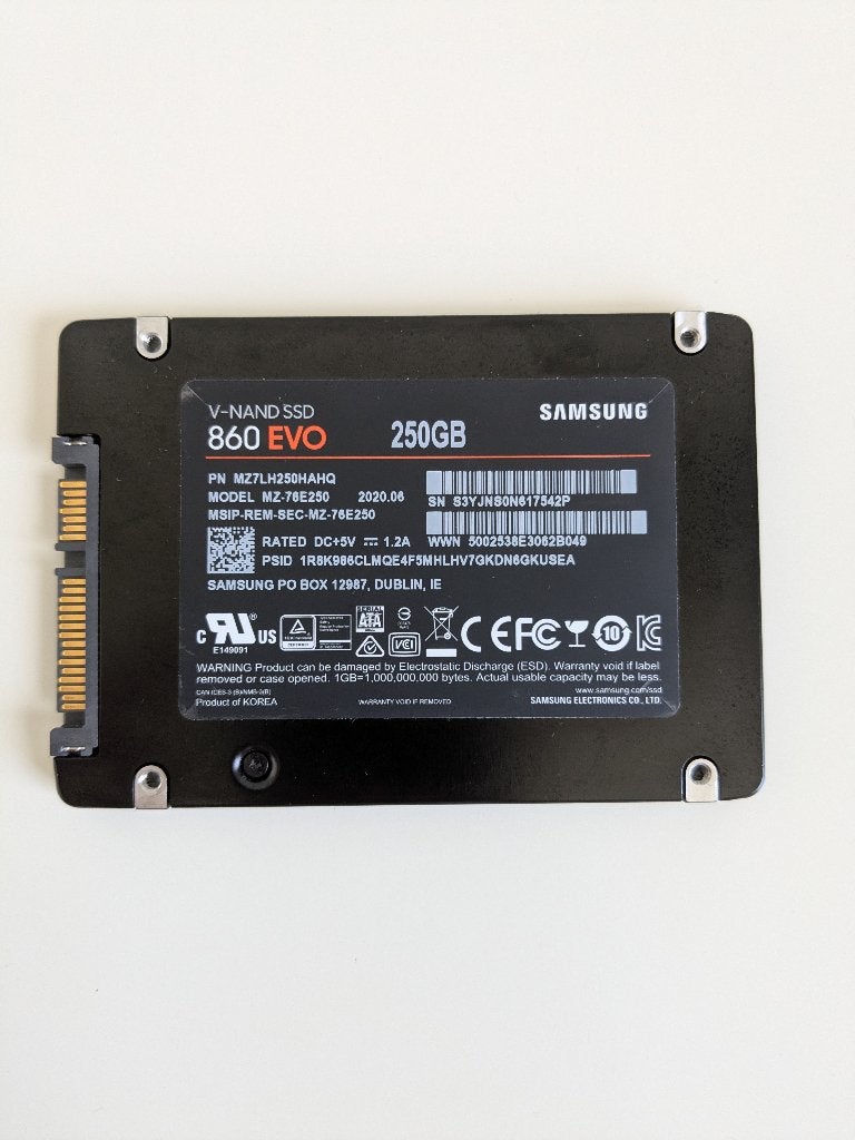 Samsung 860 EVO SSD 250GB, Computers en Software, Harde schijven, Intern, Gebruikt, Ophalen of Verzenden, Samsung