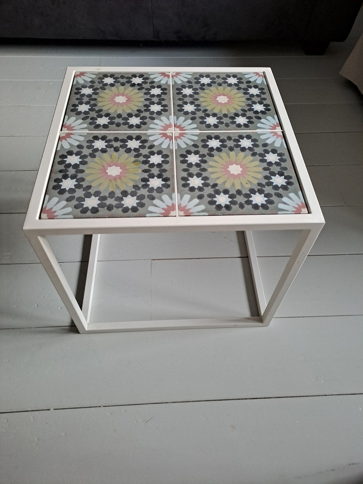 Bijzettafel met tegeltjes, Ophalen, Zo goed als nieuw, Vierkant, Marokkaans, Bohemien, Eclectisch