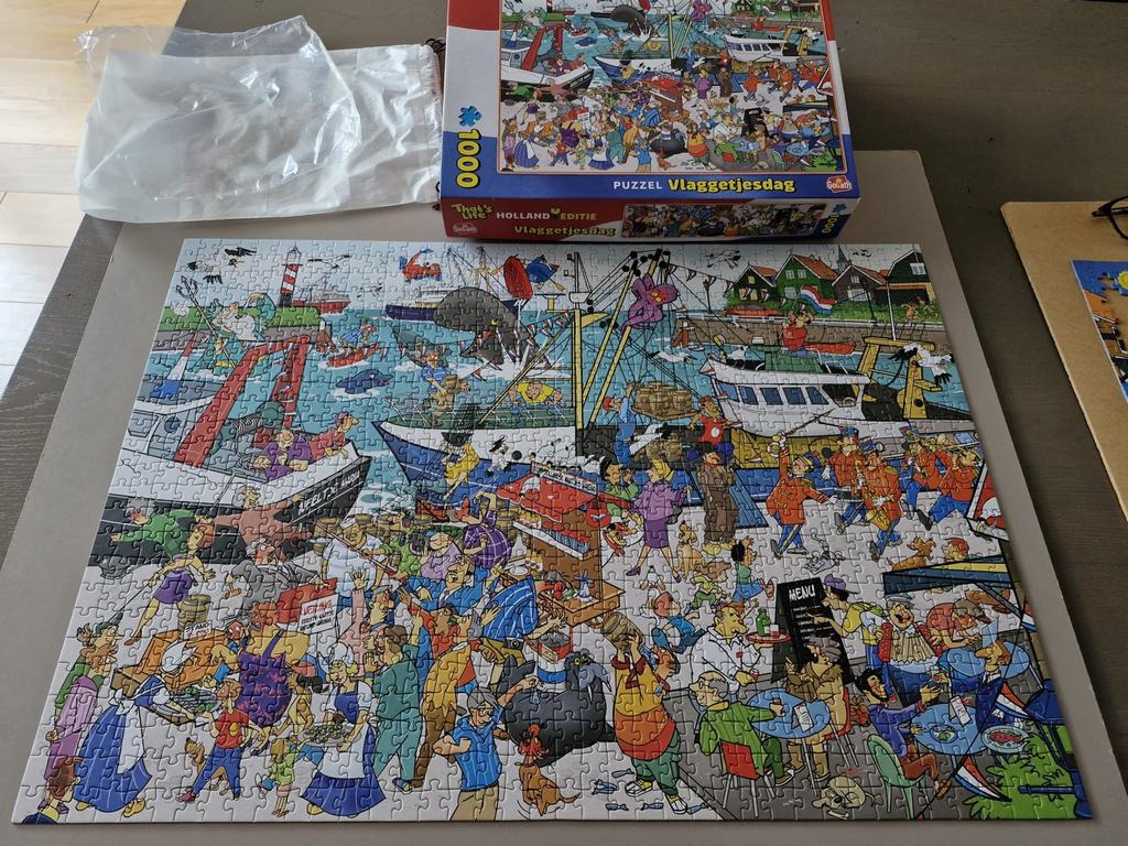 Puzzel Vlaggetjesdag 1000 stukjes, Ophalen of Verzenden, 500 t/m 1500 stukjes, Zo goed als nieuw, Legpuzzel