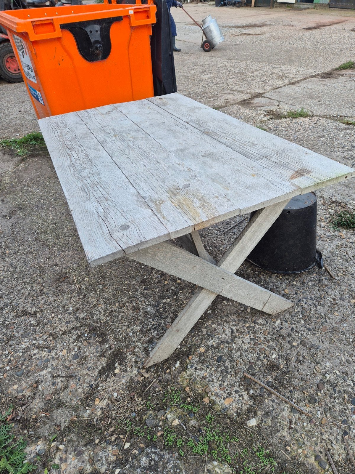 Steigerhouten tafel 160x90 - Buiten of binnen te gebruiken, Ophalen, Gebruikt, Rechthoekig, Hout