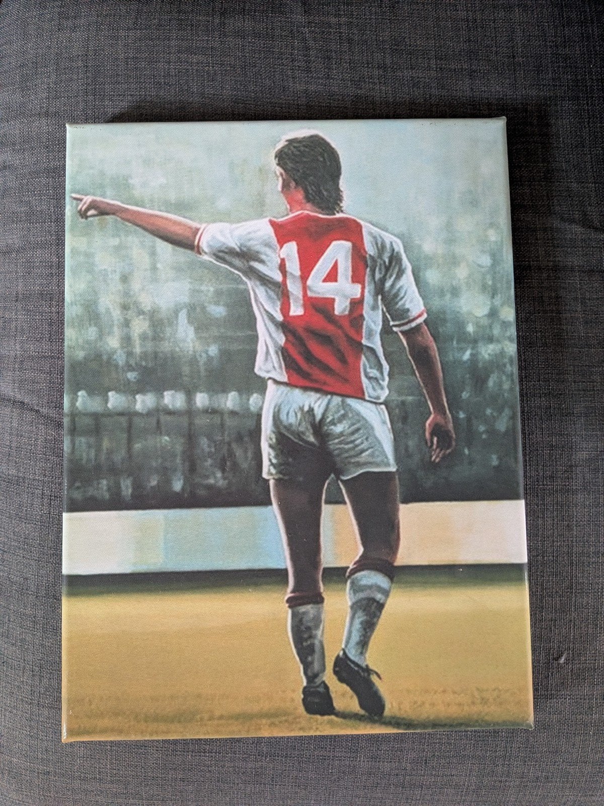 Canvas Johan Cruijff - De Legendarische Nummer 14, Antiek en Kunst, Kunst | Schilderijen | Klassiek, Portret of Personen, Realistisch
