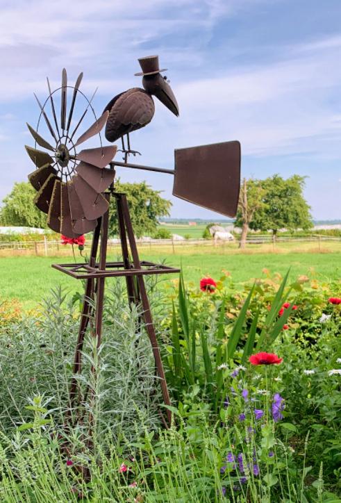 Windmolen tuin, kraai met hoed, vintage, roest/metaal, Ophalen, Zo goed als nieuw