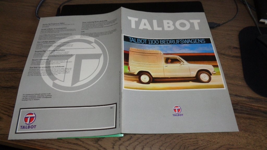 Folder  TALBOT  1100  BEDRIJFSWAGENS  ,  1982, Auto diversen, Handleidingen en Instructieboekjes, Verzenden