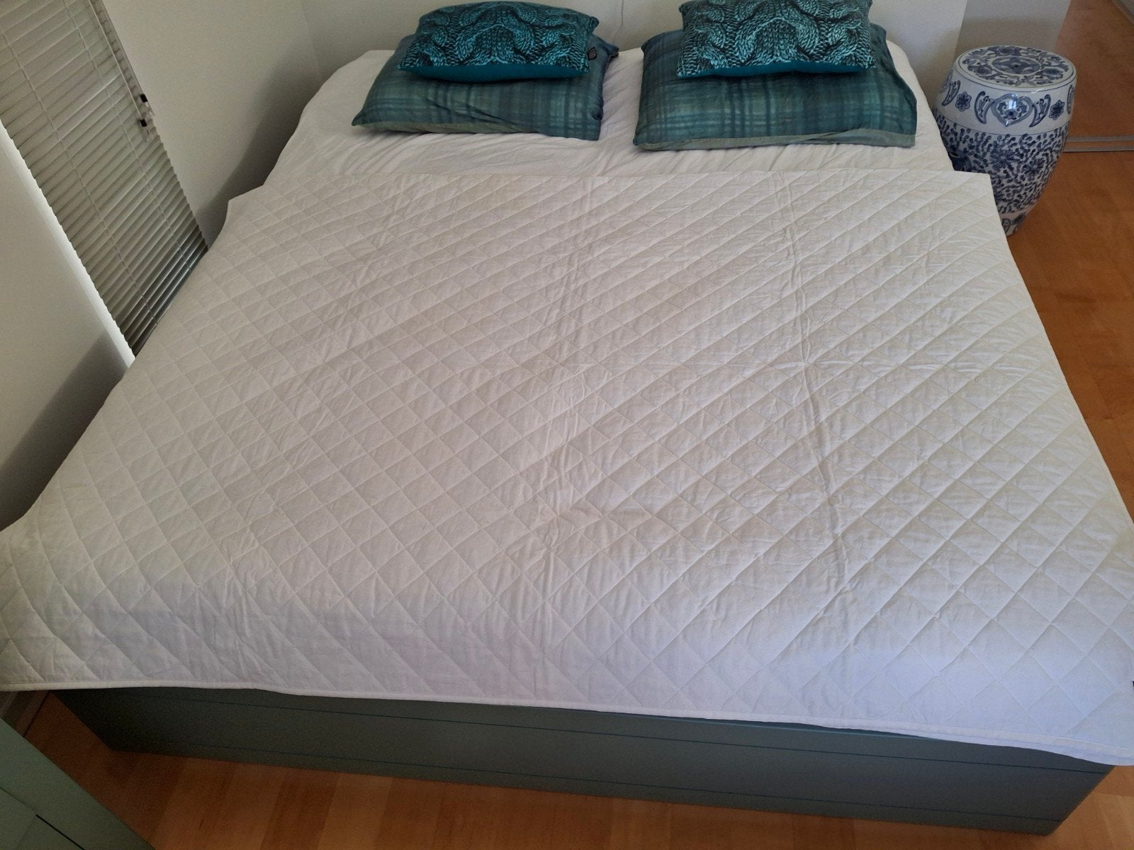 Witte gewatteerde beddensprei 220 x 240 cm, Wit, Katoen, Tweepersoons, Ophalen of Verzenden