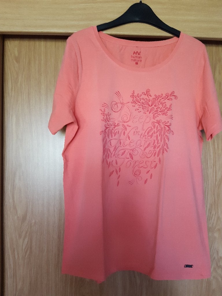 Mooi zalmroze shirt in maat L van Human Nature, Maat 38/40 (M), Ophalen of Verzenden, Zo goed als nieuw, Korte mouw