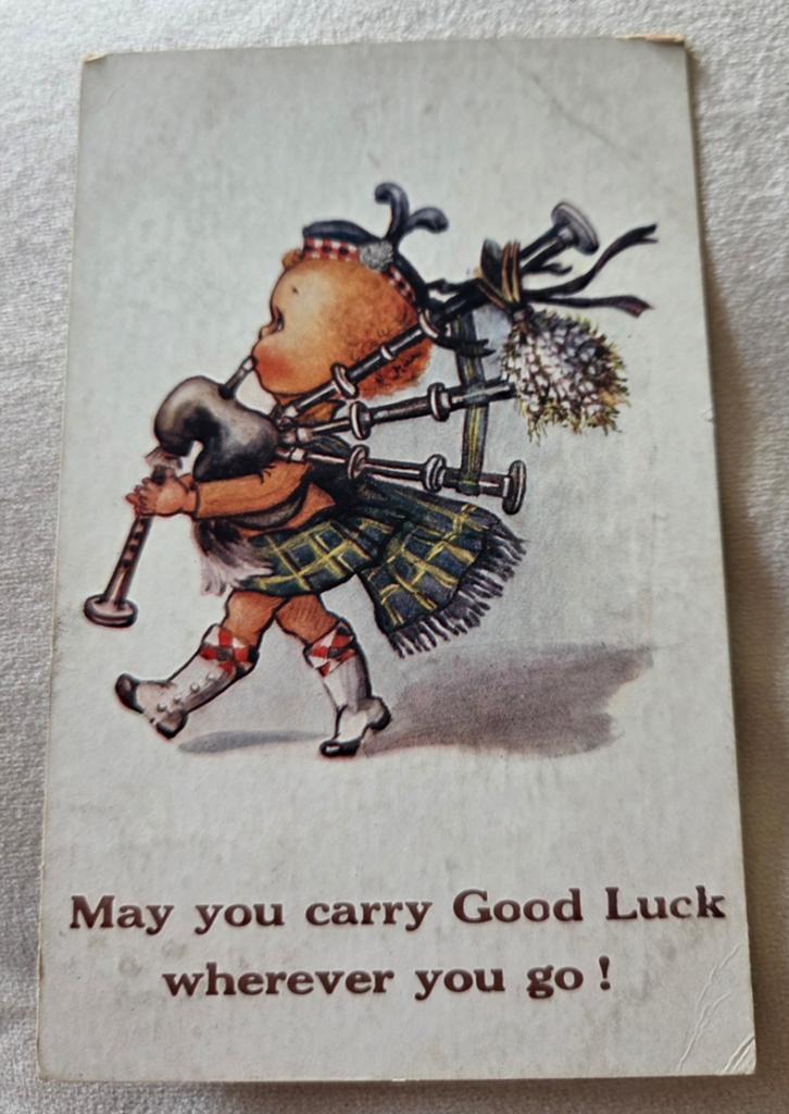 Jongetje speelt doedelzak, Verzenden, Voor 1920, Gelopen, Kinderen