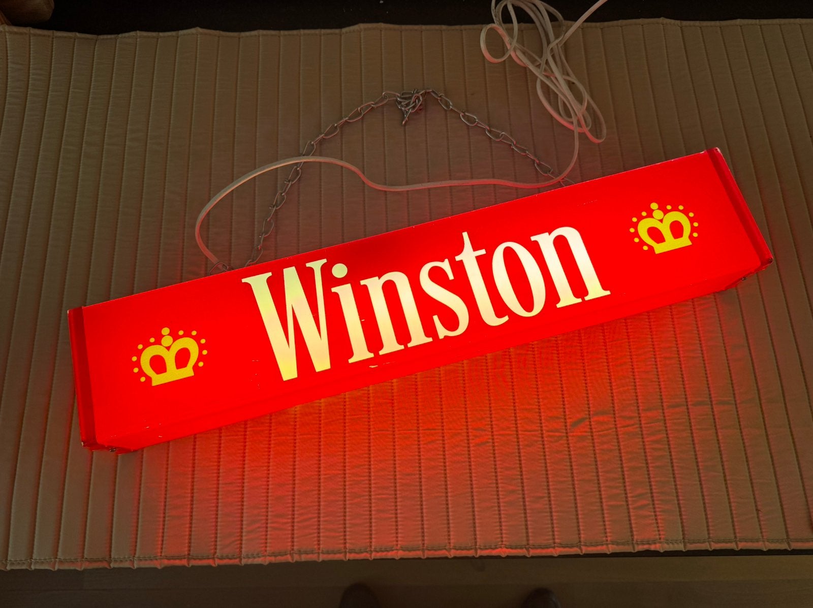 Vintage Winston tabak Sigaretten lichtbak dubbelzijdig, Ophalen, Zo goed als nieuw, Lichtbak of (neon) lamp