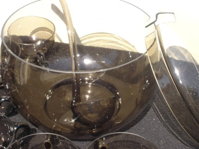 Bowl Vintage Punch Set, Smoke glas, 1930, Ophalen of Verzenden
