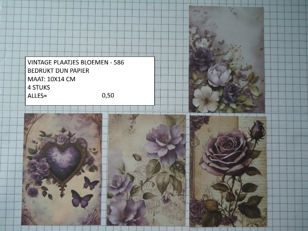 ⚠️nu 0,20: vintage plaatjes bloem 2 (12 sets) alleen verzend, Hobby en Vrije tijd, Scrapbooking, Ophalen, Nieuw, Papier of Karton
