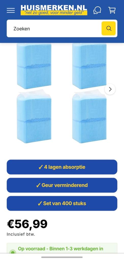 350+ stuks puppy pads maat S, Dieren en Toebehoren, Honden-accessoires, Ophalen, Nieuw