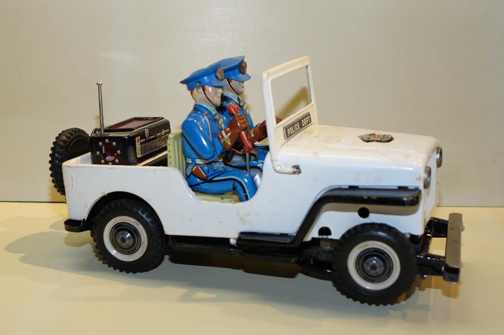 oud speelgoed TN Nomura Japan 1952 police dept patrol car, Antiek en Kunst, Antiek | Speelgoed, Verzenden