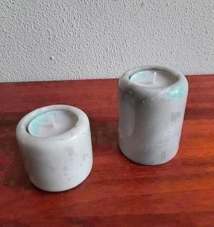 Twee kandelaars waxinelicht carrera marmer, Ophalen of Verzenden, Zo goed als nieuw, Wit