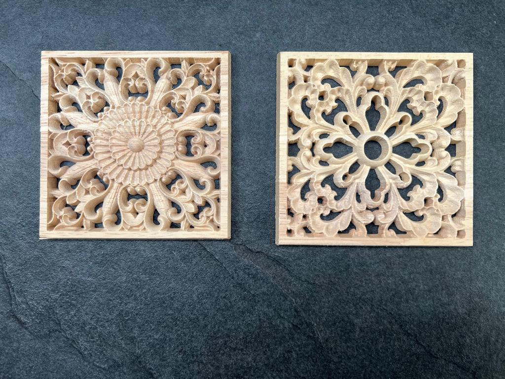 Houtsnijwerk ornament mandala applique vierkant, Verburgt Vintage, Nieuw, Ophalen of Verzenden, https://verburgtvintage.nl/#contact