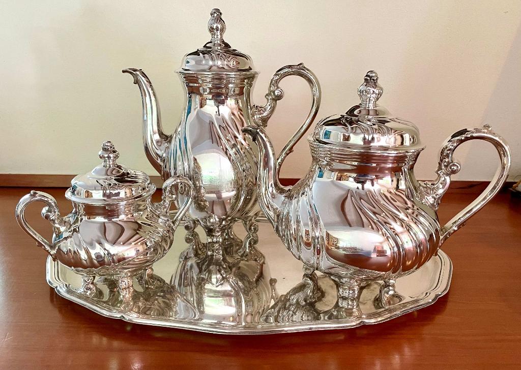 Rosenthal verzilverd porseleinen koffie & thee servies, Ophalen, Gebruikt, Overige typen, Overige stijlen