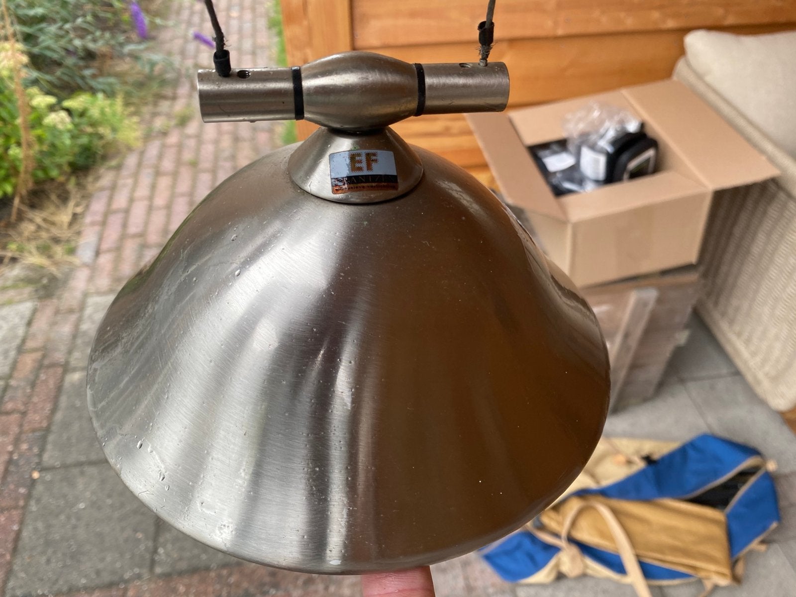 2 x RVS Frantzen hanglampen aangeboden, Gebruikt, Ophalen of Verzenden, G4, Metaal