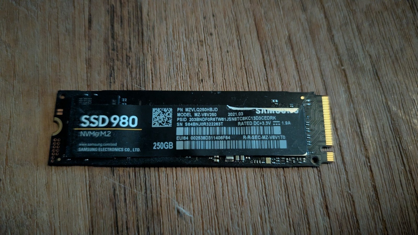 Samsung 980 250GB NVMe M.2 SSD (MZ-V8V250) PCIe 3.0, Intern, SSD, Refurbished, Ophalen of Verzenden