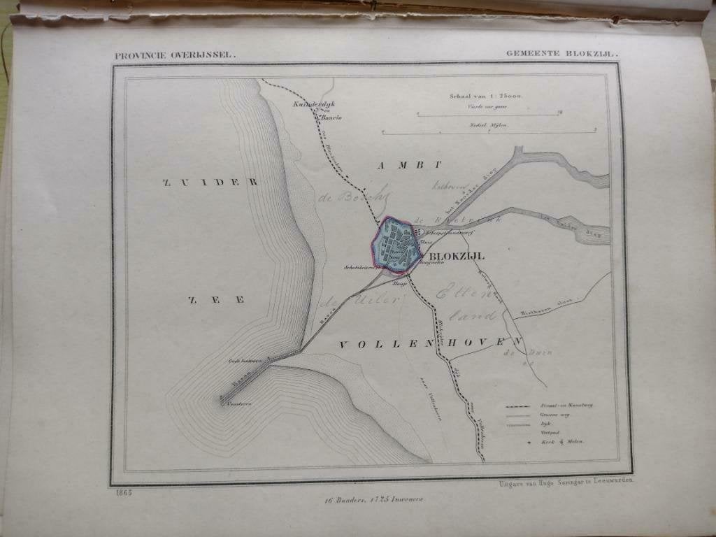 06 / Blokzijl / Vollehoven/ Baarlo/ Litho 1865 Kuyper OV, Ophalen of Verzenden