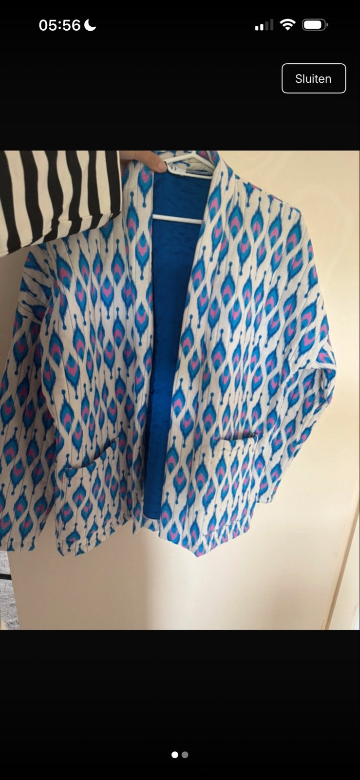 Tess V Kimono Jasje met Patroon - One Size, Ophalen of Verzenden, Zo goed als nieuw, Maat 38/40 (M), Blauw
