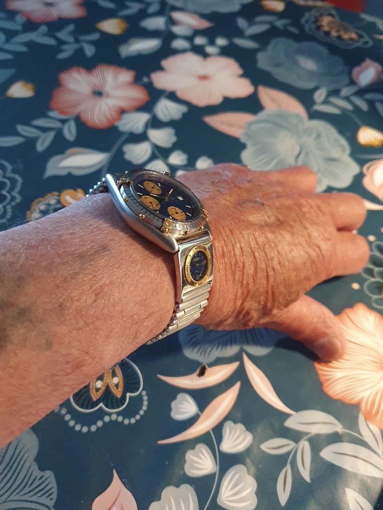 Vitage horloge Breitling jaren 90 met utc klokje compleet, Sieraden, Tassen en Uiterlijk, Horloges | Heren, Staal, Staal, Breitling