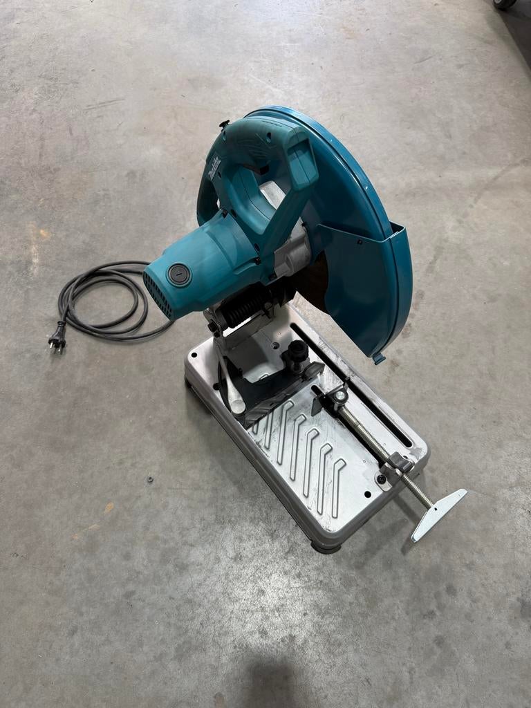 Makita LW1400 afkortzaag, Doe-het-zelf en Verbouw, Gebruikt, 70 mm of meer, Ophalen of Verzenden, Afkortzaag