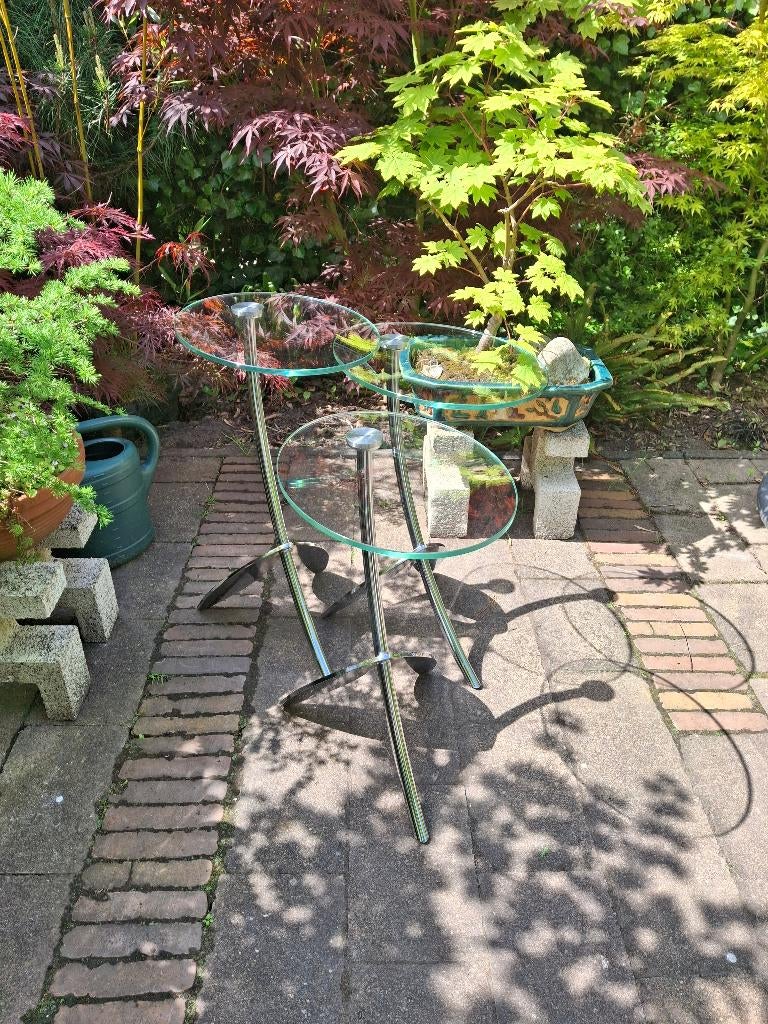 Thomas Althaus 'Papillion' bijzettafels voor Metaform, Huis en Inrichting, Ophalen, Minder dan 55 cm, Modern, Glas