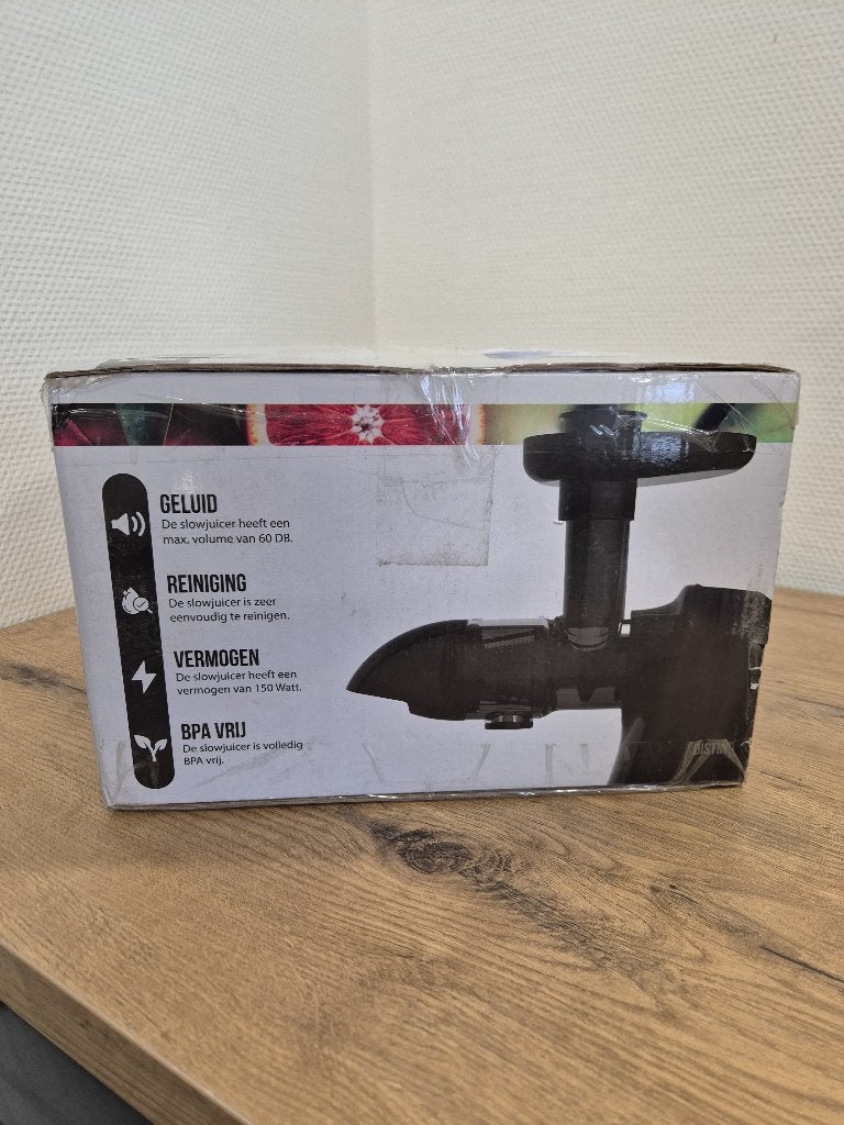 DistinQ Slowjuicer - 2 standen: soft & hard - Zwart, Witgoed en Apparatuur, Elektrisch, Slowjuicer, Ophalen of Verzenden, Zo goed als nieuw