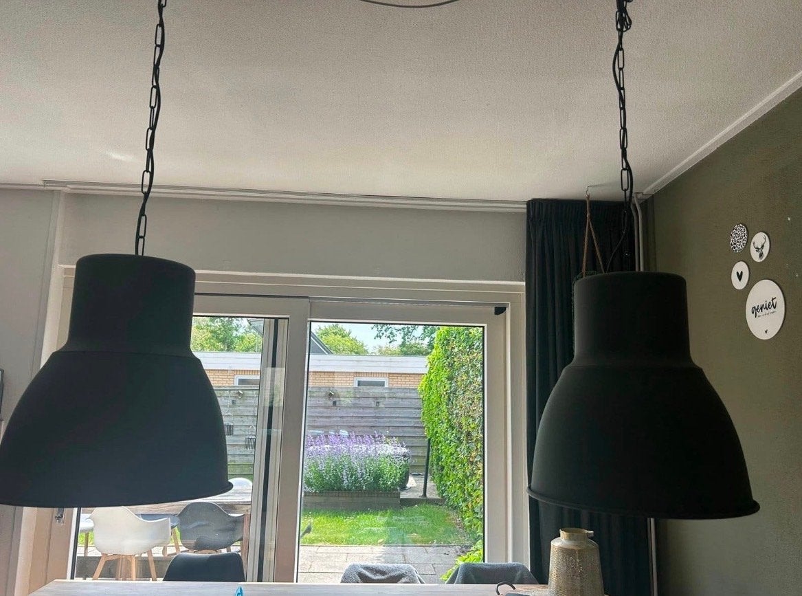 IKEA Hektar Hanglampen - Set van 2, Huis en Inrichting, Ophalen of Verzenden, Gebruikt, Metaal, E27 (groot)