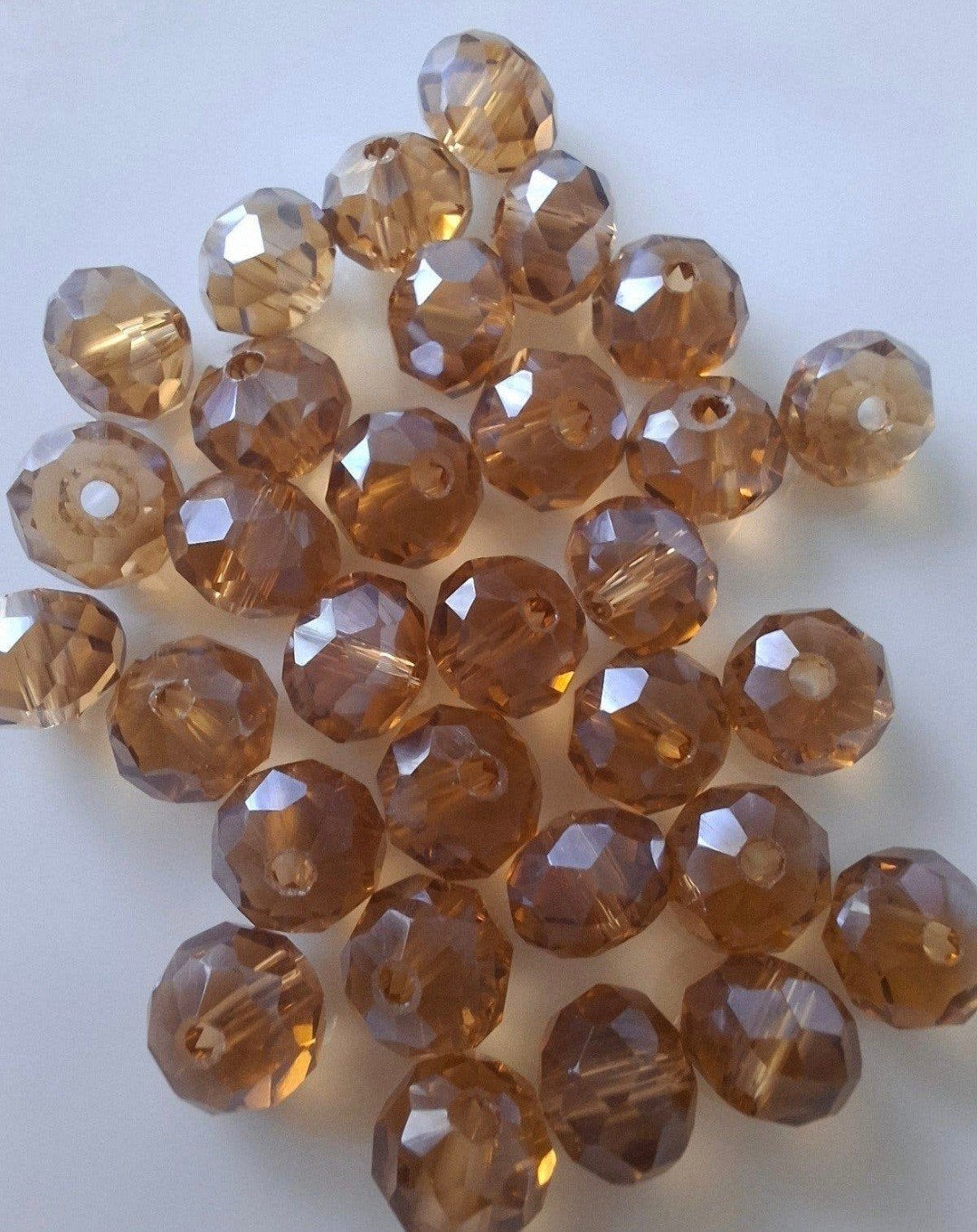 31 stuks 8 mm facet glaskralen oranje bruin kralen partij, Kraal, -, -, Nieuw