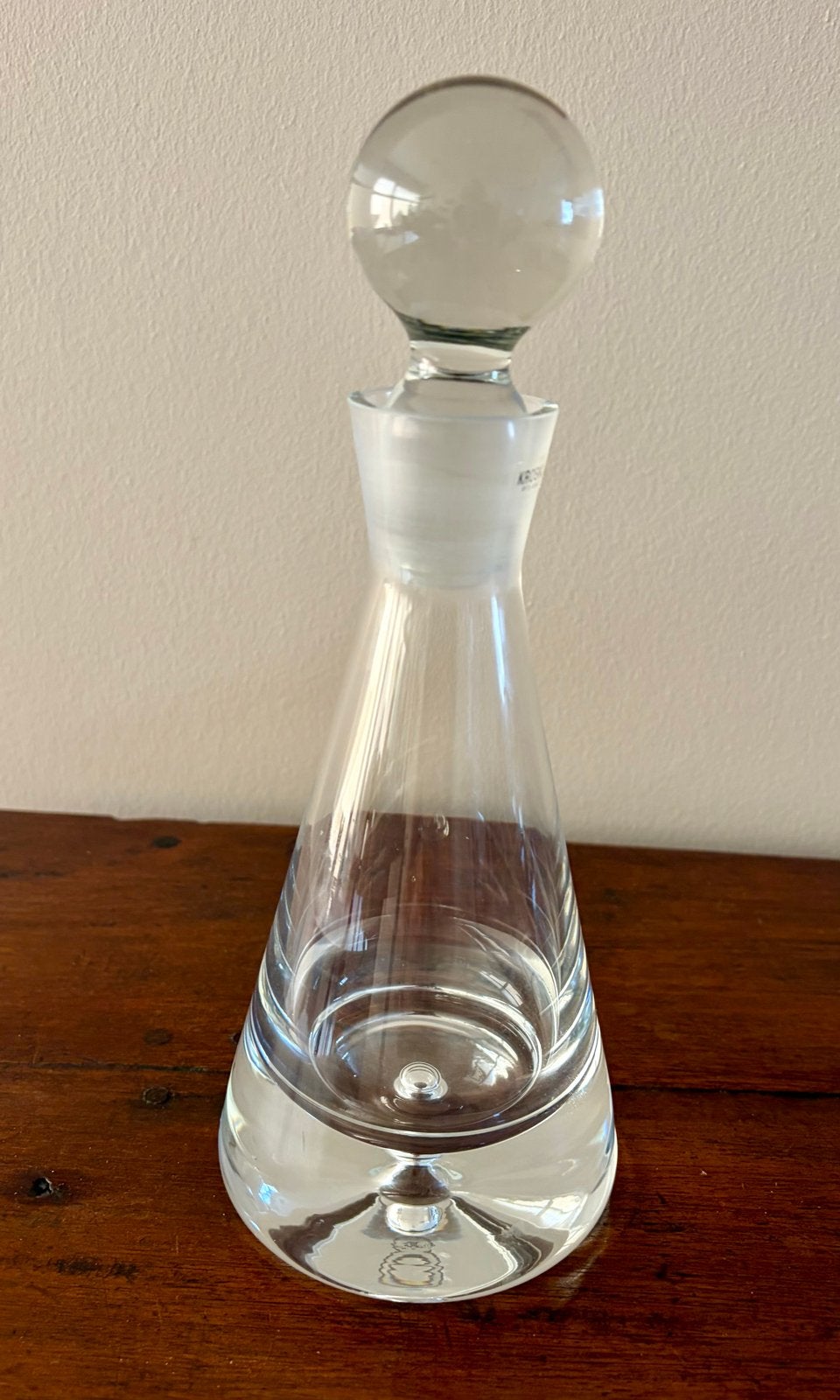 Vintage Krosno Glazen Karaf met Bolvormige Stop, Ophalen of Verzenden
