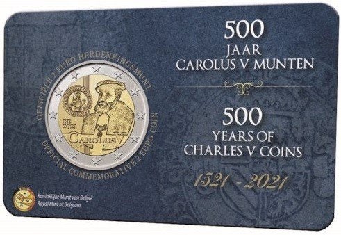 2 Euro munt BELGIE 2021 "Carolus V " in coincard FR versie., Verzenden, België, 2 euro