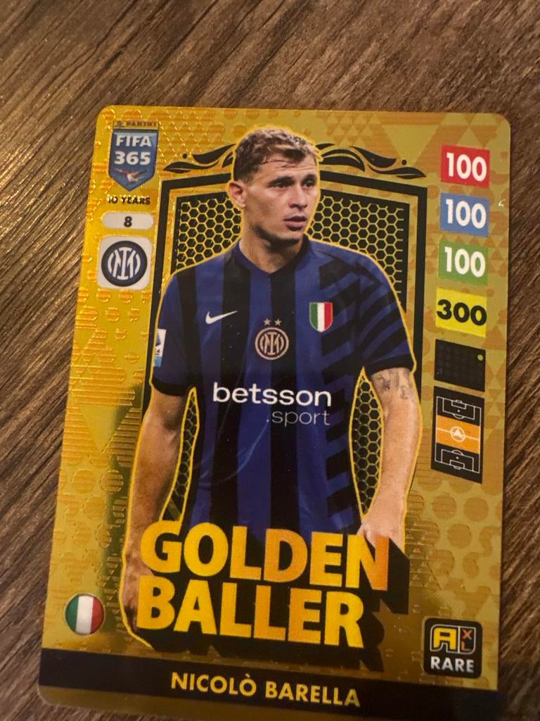 Panini FIFA 365 Adrenalyn XL 2025 Nicolo Barella Golden Ball, Ophalen of Verzenden, Zo goed als nieuw, Buitenlandse clubs, Spelerskaart