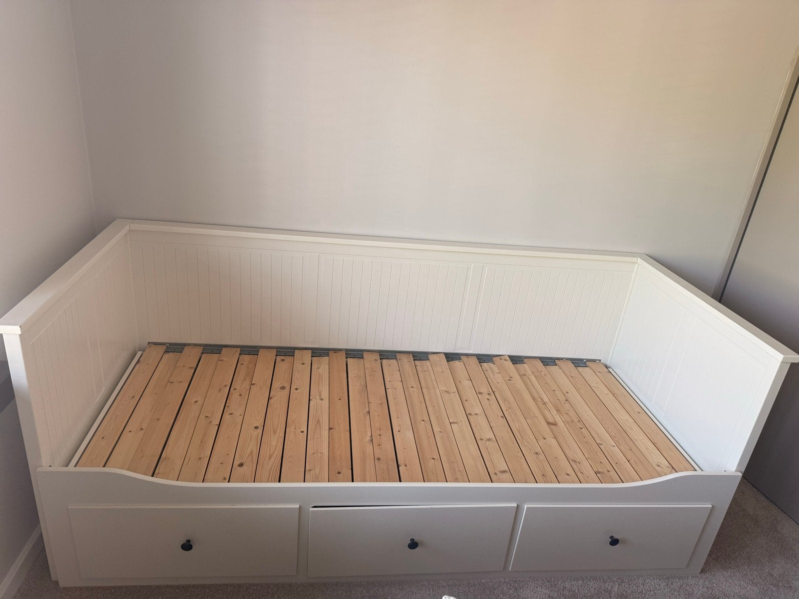 IKEA Hemnes Bedbank met 3 lades - Wit, Ophalen, Wit, Tweepersoons, 80 cm