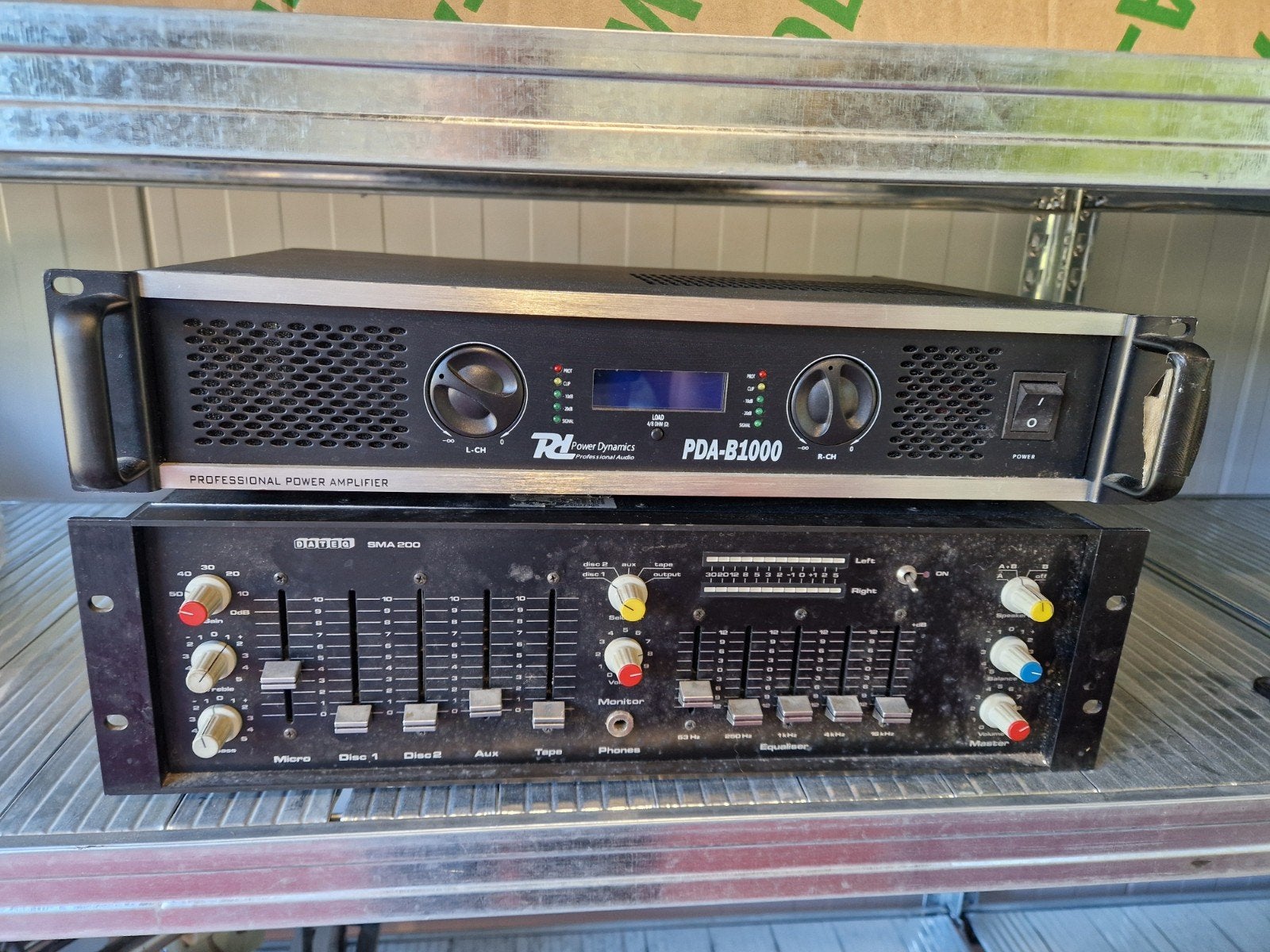 Power Dynamics PDA-B1000 Versterker met Dateq SMA 200 Mixer, Overige merken, Ophalen of Verzenden, 120 watt of meer, Gebruikt