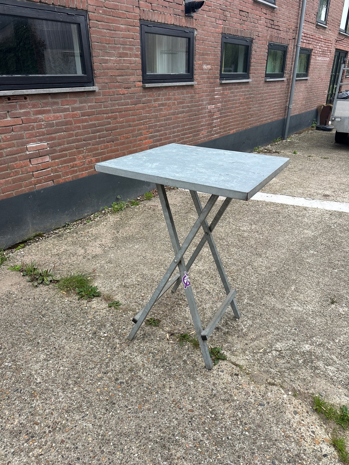 3 aluminium statafels, Ophalen, Gebruikt