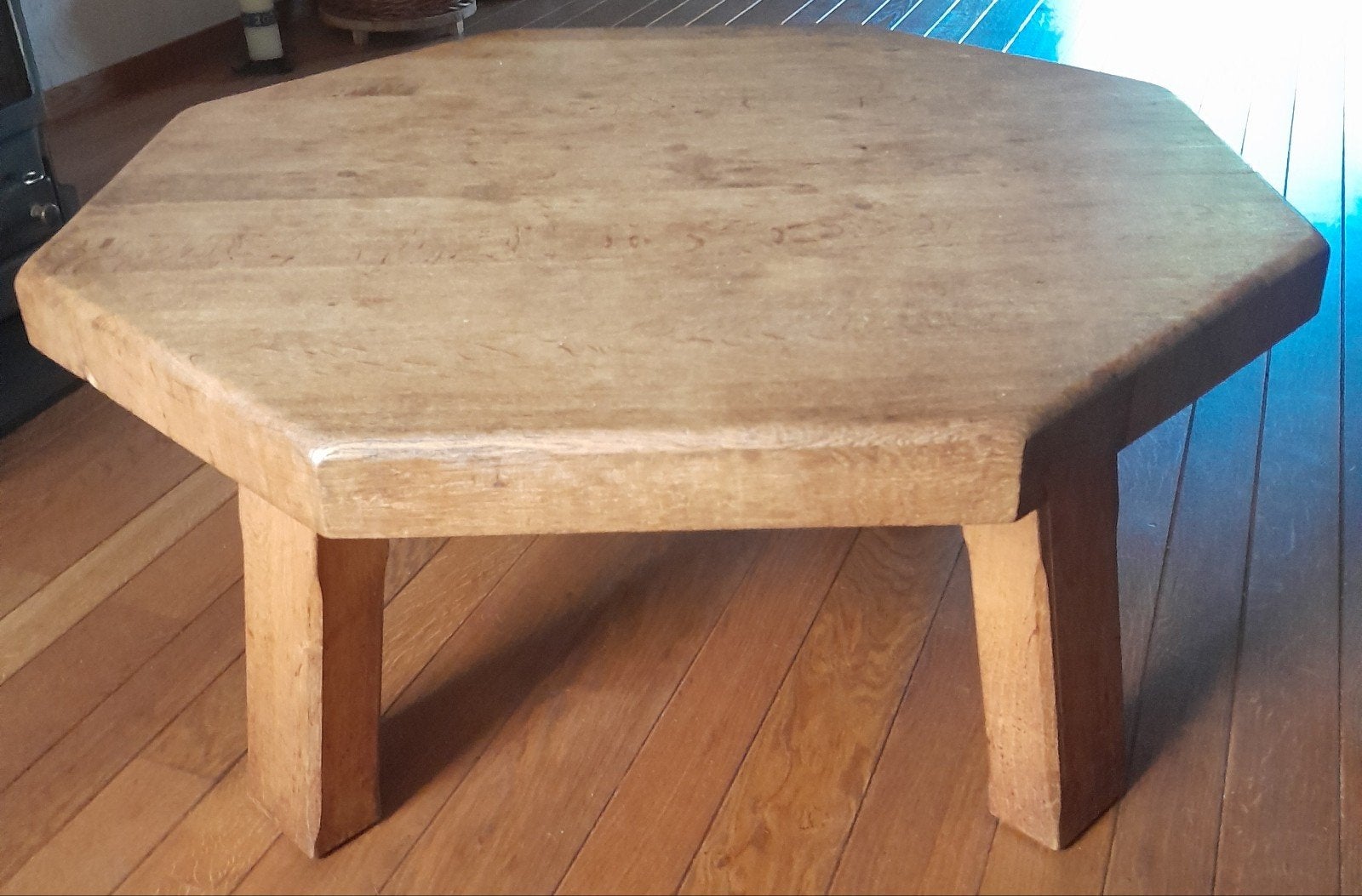 Eiken houten achtkantige Salontafel, Ophalen, Rechthoekig, 100 tot 150 cm, 50 tot 100 cm