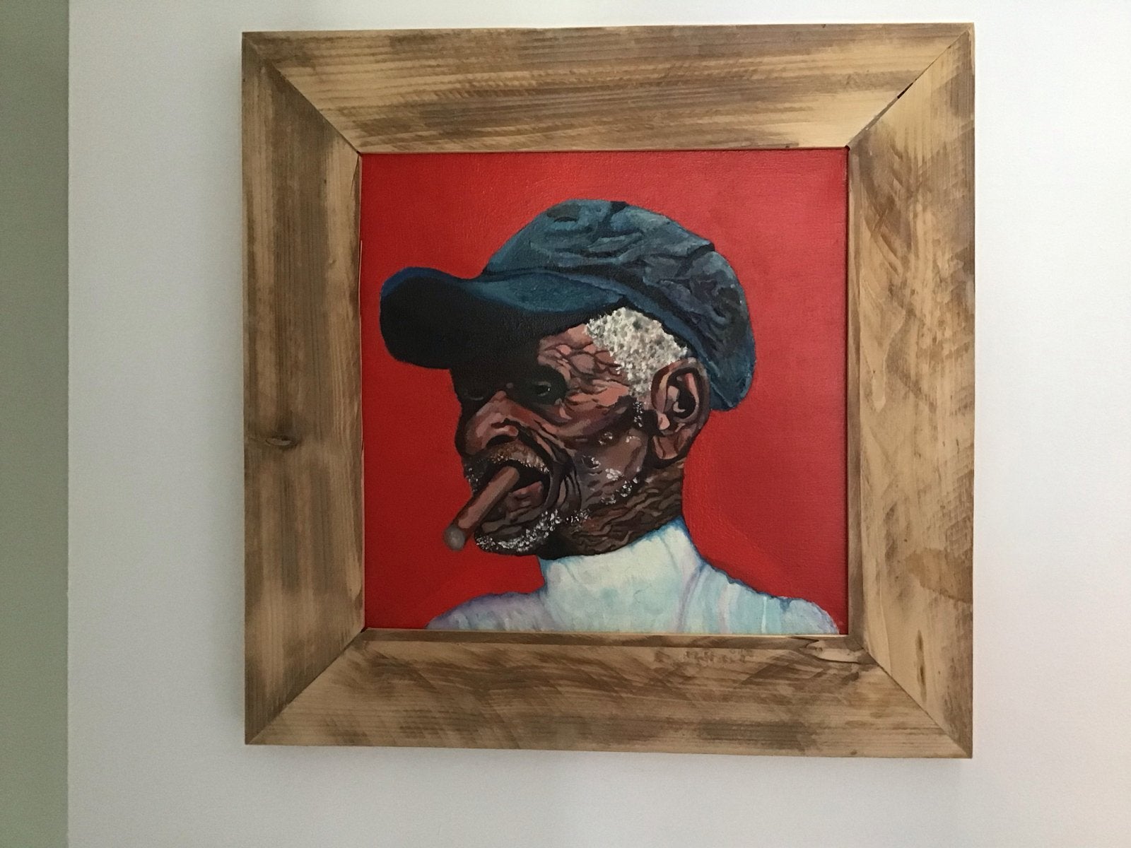 Twee portretten: Oude man met sigaar, oude vrouw met sigaret, Doek, Portret of Personen, Realistisch, Ophalen of Verzenden
