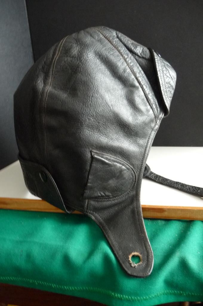ZWARTE LEREN PILOTENCAP MAAT 57/60 OUD, Verzenden, Heren, PILOTEN CAP 57 60