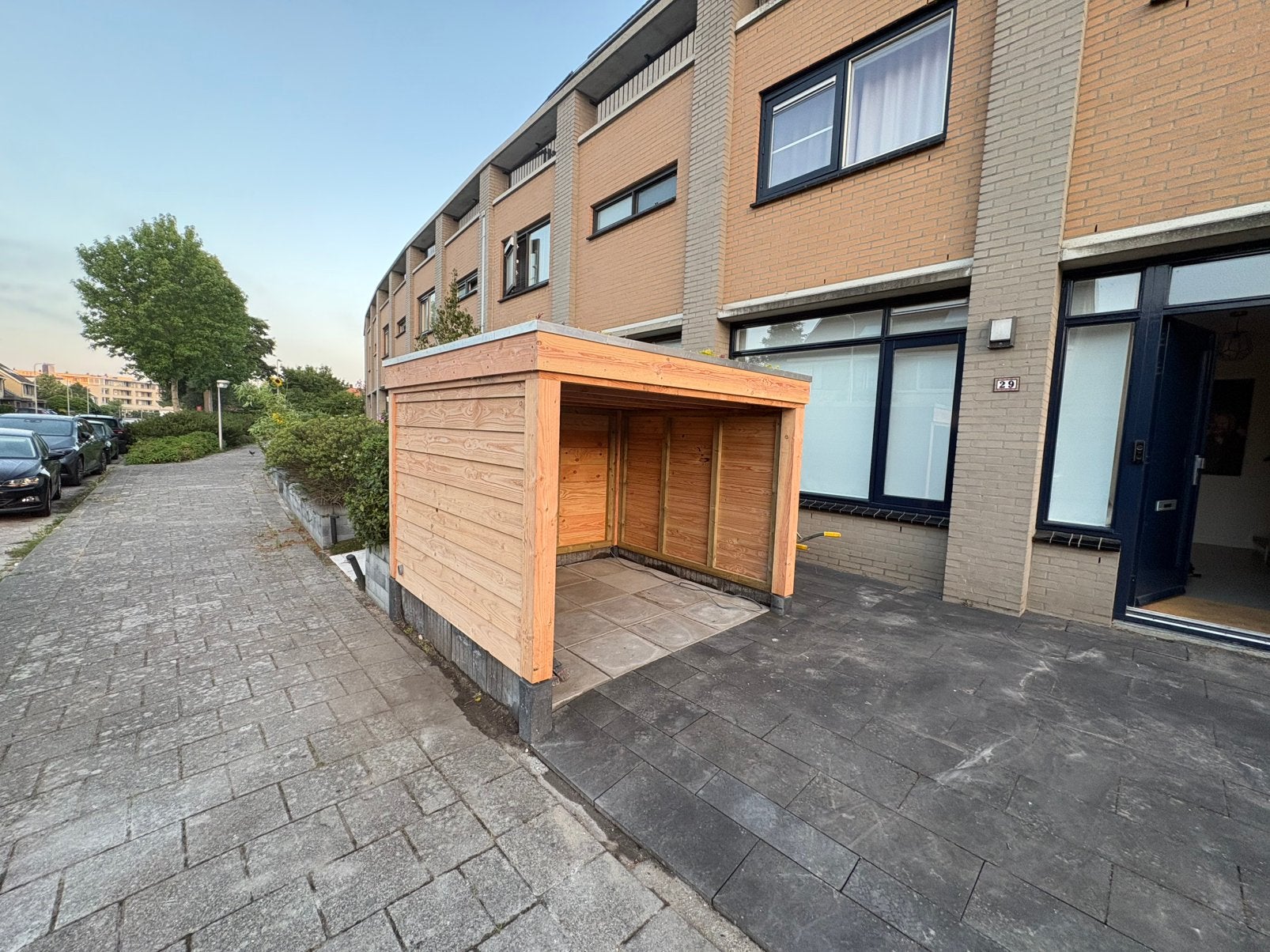 Houten overkapping Sedumdak Douglas 241x224x185, Tuin en Terras, Overkappingen, Ophalen, Zo goed als nieuw, Tuinpaviljoen